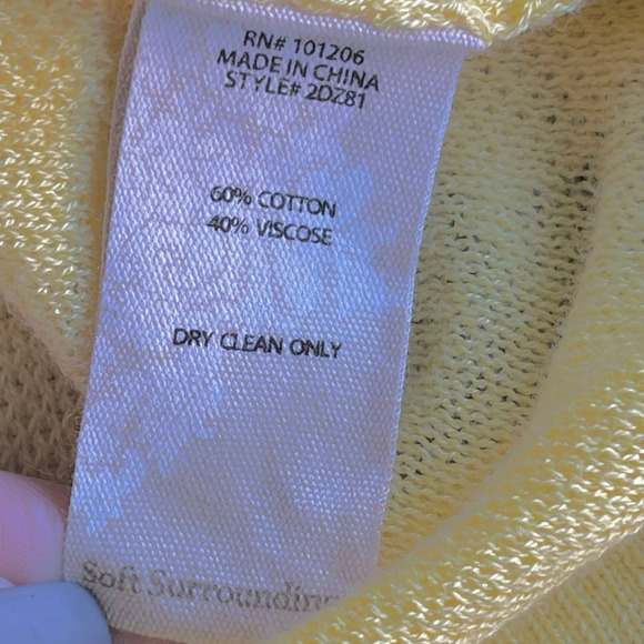 Soft Surroundings Sweater Womens Large Yellow Textured Floral Lightweight - Picture 6 of 10